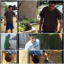 Adam helping out with chores