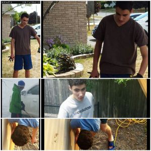 Adam helping out with chores